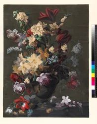 Flowers in a Vase standing on a Ledge (Aries), late 18th century